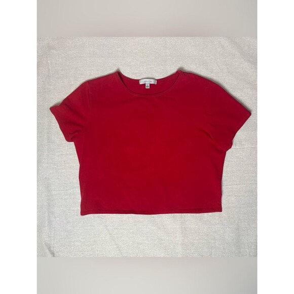 gaze Tops - Gaze l Red Short Sleeve Cropped Baby Tee | Large